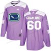 Adidas Vancouver Canucks #60 Markus Granlund Violetti Aito Taistelee syöpää vastaan Ommeltu NHL Paita – Miesten