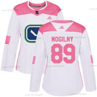 Adidas Vancouver Canucks #89 Alexander Mogilny Valkoinen Pinkki Aito Ommeltu NHL Paita – Naisten