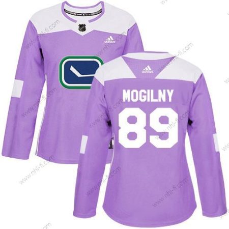 Adidas Vancouver Canucks #89 Alexander Mogilny Violetti Aito Taistelee syöpää vastaan Ommeltu NHL Paita – Naisten