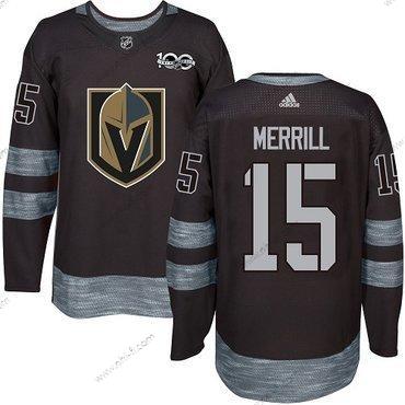 Adidas Vegas Golden Knights #15 Jon Merrill Premier Musta 1917-2017 100th Vuosipäivä NHL Paita – Miesten