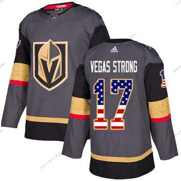 Adidas Vegas Golden Knights #17 Vegas Strong Harmaa Kotiottelu Aito USA Flag Ommeltu NHL Paita – Miesten