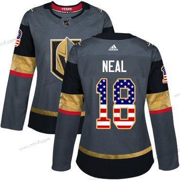 Adidas Vegas Golden Knights #18 James Neal Harmaa Kotiottelu Aito USA Flag Ommeltu NHL Paita – Naisten