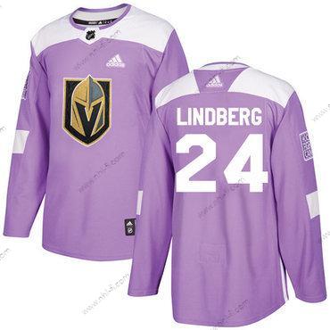 Adidas Vegas Golden Knights #24 Oscar Lindberg Violetti Aito Taistelee syöpää vastaan Ommeltu NHL Paita – Miesten