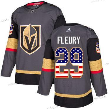 Adidas Vegas Golden Knights #29 Marc-Andre Fleury Harmaa Kotiottelu Aito USA Flag Ommeltu NHL Paita – Miesten