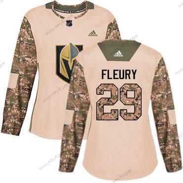 Adidas Vegas Golden Knights #29 Marc-Andre Fleury Maastokuvio Aito 2017 Veterans Day Ommeltu NHL Paita – Naisten