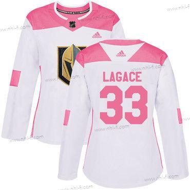 Adidas Vegas Golden Knights #33 Maxime Lagace Valkoinen Pinkki Aito Ommeltu NHL Paita – Naisten