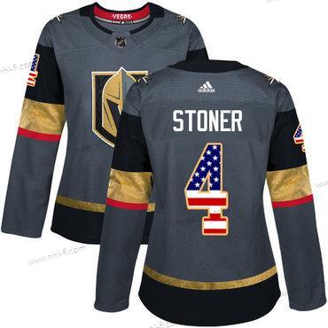 Adidas Vegas Golden Knights #4 Clayton Stoner Harmaa Kotiottelu Aito USA Flag Ommeltu NHL Paita – Naisten