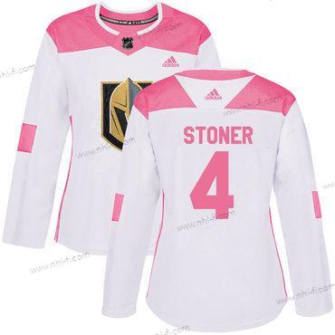 Adidas Vegas Golden Knights #4 Clayton Stoner Valkoinen Pinkki Aito Ommeltu NHL Paita – Naisten