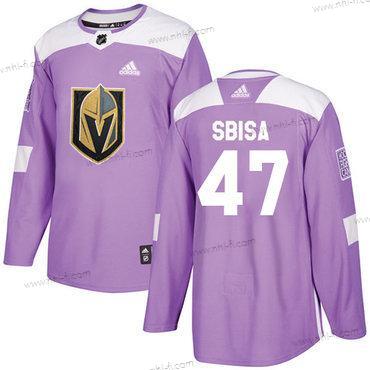 Adidas Vegas Golden Knights #47 Luca Sbisa Violetti Aito Taistelee syöpää vastaan Ommeltu NHL Paita – Miesten