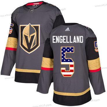 Adidas Vegas Golden Knights #5 Deryk Engelland Harmaa Kotiottelu Aito USA Flag Ommeltu NHL Paita – Miesten