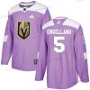 Adidas Vegas Golden Knights #5 Deryk Engelland Violetti Aito Taistelee syöpää vastaan Ommeltu NHL Paita – Miesten