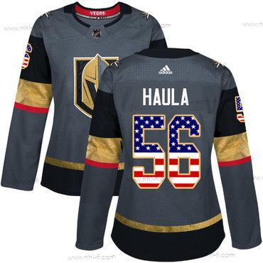 Adidas Vegas Golden Knights #56 Erik Haula Harmaa Kotiottelu Aito USA Flag Ommeltu NHL Paita – Naisten