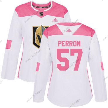 Adidas Vegas Golden Knights #57 David Perron Valkoinen Pinkki Aito Ommeltu NHL Paita – Naisten