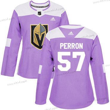 Adidas Vegas Golden Knights #57 David Perron Violetti Aito Taistelee syöpää vastaan Ommeltu NHL Paita – Naisten