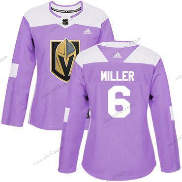 Adidas Vegas Golden Knights #6 Colin Miller Violetti Aito Taistelee syöpää vastaan Ommeltu NHL Paita – Naisten