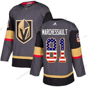 Adidas Vegas Golden Knights #81 Jonathan Marchessault Harmaa Kotiottelu Aito USA Flag Ommeltu NHL Paita – Miesten