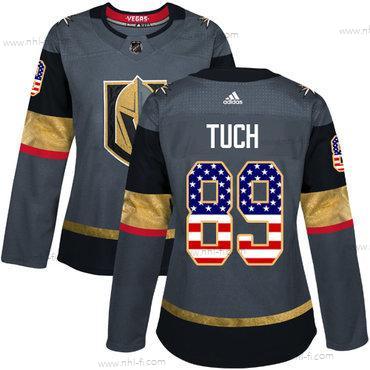 Adidas Vegas Golden Knights #89 Alex Tuch Harmaa Kotiottelu Aito USA Flag Ommeltu NHL Paita – Naisten