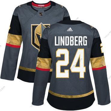 Adidas Vegas Kultaen Vegas Golden Knights #24 Oscar Lindberg Harmaa Kotiottelu Aito Ommeltu NHL Paita – Naisten