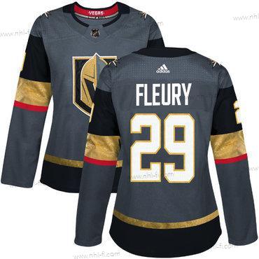 Adidas Vegas Kultaen Vegas Golden Knights #29 Marc-Andre Fleury Harmaa Kotiottelu Aito Ommeltu NHL Paita – Naisten