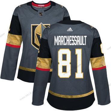 Adidas Vegas Kultaen Vegas Golden Knights #81 Jonathan Marchessault Harmaa Kotiottelu Aito Ommeltu NHL Paita – Naisten