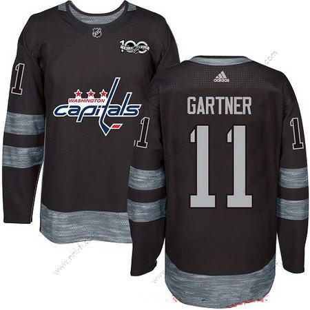 Adidas Washington Capitals #11 Mike Gartner Musta 100th Vuosipäivä Ommeltu NHL 2017 Jääkiekko Paita – Miesten