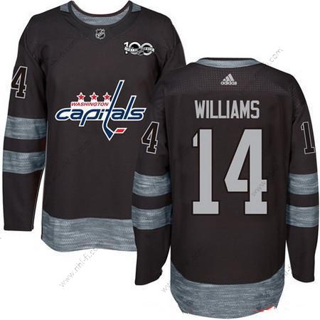 Adidas Washington Capitals #14 Justin Williams Musta 100th Vuosipäivä Ommeltu NHL 2017 Jääkiekko Paita – Miesten