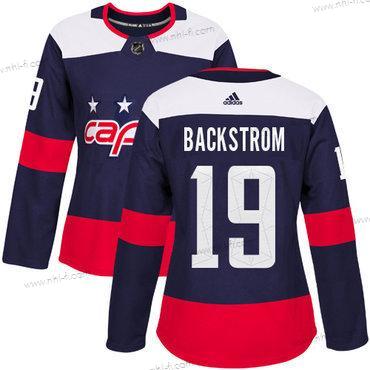 Adidas Washington Capitals #19 Nicklas Backstrom Laivastonsininen Aito 2018 Stadium Series Ommeltu NHL Paita – Naisten