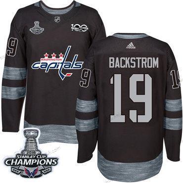 Adidas Washington Capitals #19 Nicklas Backstrom Musta 1917-2017 100th Vuosipäivä Stanley Cup Final Champions Ommeltu NHL Paita – Miesten