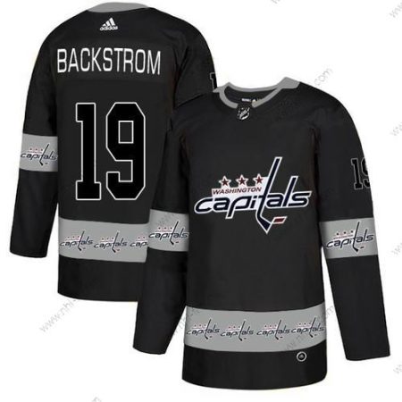 Adidas Washington Capitals #19 Nicklas Backstrom Musta Maajoukkue Logos Paita – Miesten