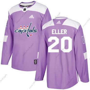 Adidas Washington Capitals #20 Lars Eller Violetti Aito Taistelee syöpää vastaan Ommeltu NHL Paita – Miesten