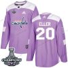 Adidas Washington Capitals #20 Lars Eller Violetti Aito Taistelee syöpää vastaan Stanley Cup Final Champions Ommeltu NHL Paita – Miesten