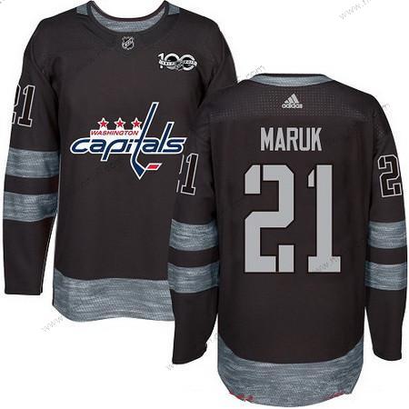 Adidas Washington Capitals #21 Dennis Maruk Musta 100th Vuosipäivä Ommeltu NHL 2017 Jääkiekko Paita – Miesten