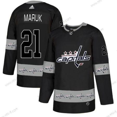 Adidas Washington Capitals #21 Dennis Maruk Musta Maajoukkue Logos Paita – Miesten