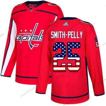 Adidas Washington Capitals #25 Devante Smith-Pelly Punainen Kotiottelu Aito USA Flag Ommeltu NHL Paita – Miesten