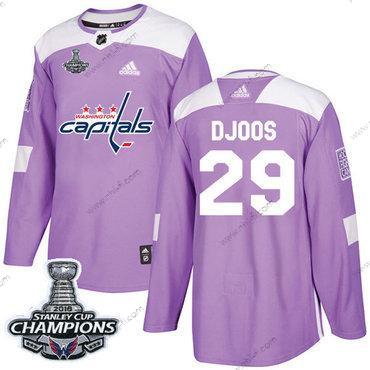 Adidas Washington Capitals #29 Christian Djoos Violetti Aito Taistelee syöpää vastaan Stanley Cup Final Champions Ommeltu NHL Paita – Miesten