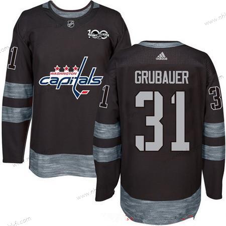 Adidas Washington Capitals #31 Philipp Grubauer Musta 100th Vuosipäivä Ommeltu NHL 2017 Jääkiekko Paita – Miesten