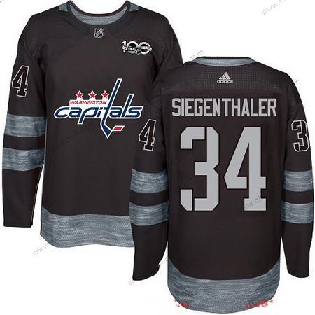 Adidas Washington Capitals #34 Jonas Siegenthaler Musta 100th Vuosipäivä Ommeltu NHL 2017 Jääkiekko Paita – Miesten