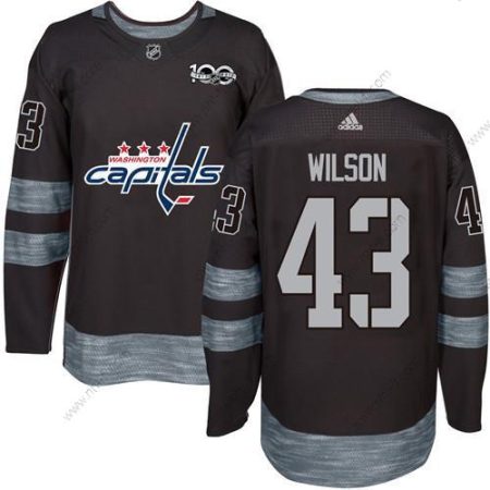 Adidas Washington Capitals #43 Tom Wilson Musta 100th Vuosipäivä Ommeltu NHL 2017 Jääkiekko Paita – Miesten