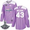 Adidas Washington Capitals #43 Tom Wilson Violetti Aito Taistelee syöpää vastaan Stanley Cup Final Champions Ommeltu NHL Paita – Miesten