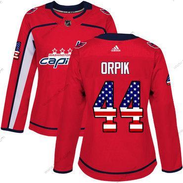 Adidas Washington Capitals #44 Brooks Orpik Punainen Kotiottelu Aito USA Flag Ommeltu NHL Paita – Naisten