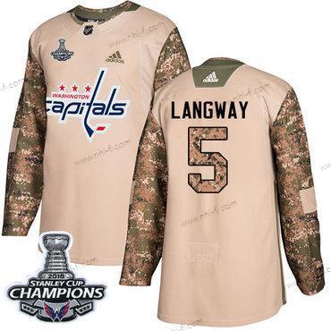 Adidas Washington Capitals #5 Rod Langway Maastokuvio Aito 2017 Veterans Day Stanley Cup Final Champions Ommeltu NHL Paita – Miesten