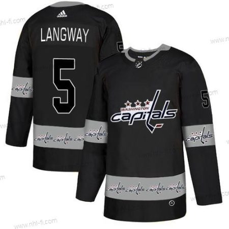 Adidas Washington Capitals #5 Rod Langway Musta Maajoukkue Logos Paita – Miesten