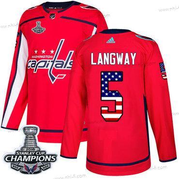 Adidas Washington Capitals #5 Rod Langway Punainen Kotiottelu Aito USA Flag Stanley Cup Final Champions Ommeltu NHL Paita – Miesten