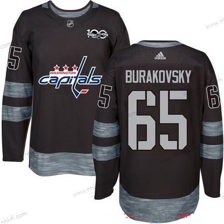 Adidas Washington Capitals #65 Andre Burakovsky Musta 100th Vuosipäivä Ommeltu NHL 2017 Jääkiekko Paita – Miesten