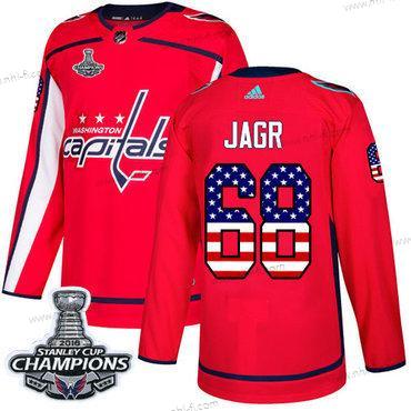 Adidas Washington Capitals #68 Jaromir Jagr Punainen Kotiottelu Aito USA Flag Stanley Cup Final Champions Ommeltu NHL Paita – Miesten