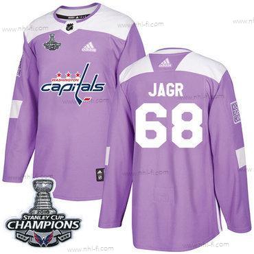 Adidas Washington Capitals #68 Jaromir Jagr Violetti Aito Taistelee syöpää vastaan Stanley Cup Final Champions Ommeltu NHL Paita – Miesten