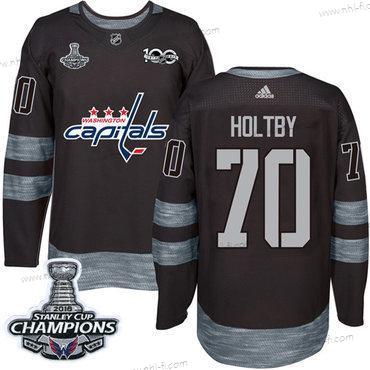 Adidas Washington Capitals #70 Braden Holtby Musta 1917-2017 100th Vuosipäivä Stanley Cup Final Champions Ommeltu NHL Paita – Miesten