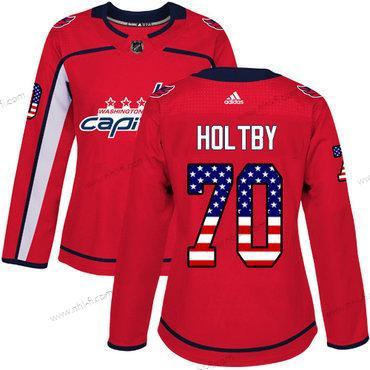 Adidas Washington Capitals #70 Braden Holtby Punainen Kotiottelu Aito USA Flag Ommeltu NHL Paita – Naisten