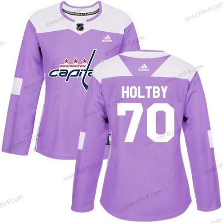 Adidas Washington Capitals #70 Braden Holtby Violetti Aito Taistelee syöpää vastaan Ommeltu NHL Paita – Naisten