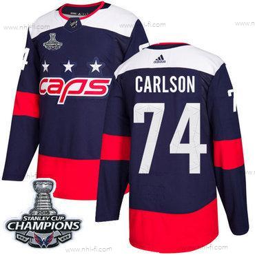 Adidas Washington Capitals #74 John Carlson Laivastonsininen Aito 2018 Stadium Series Stanley Cup Final Champions Ommeltu NHL Paita – Miesten